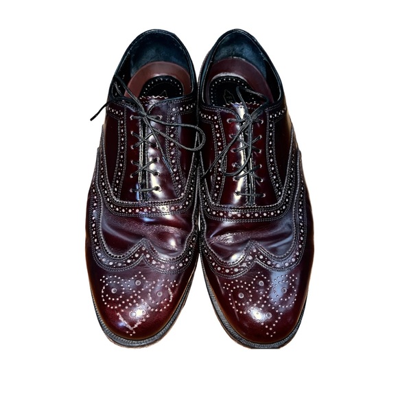 Florsheim wingtip Oxford shoes men’s 8.5 3E wide wine burgundy classic 30300 - Picture 3 of 7